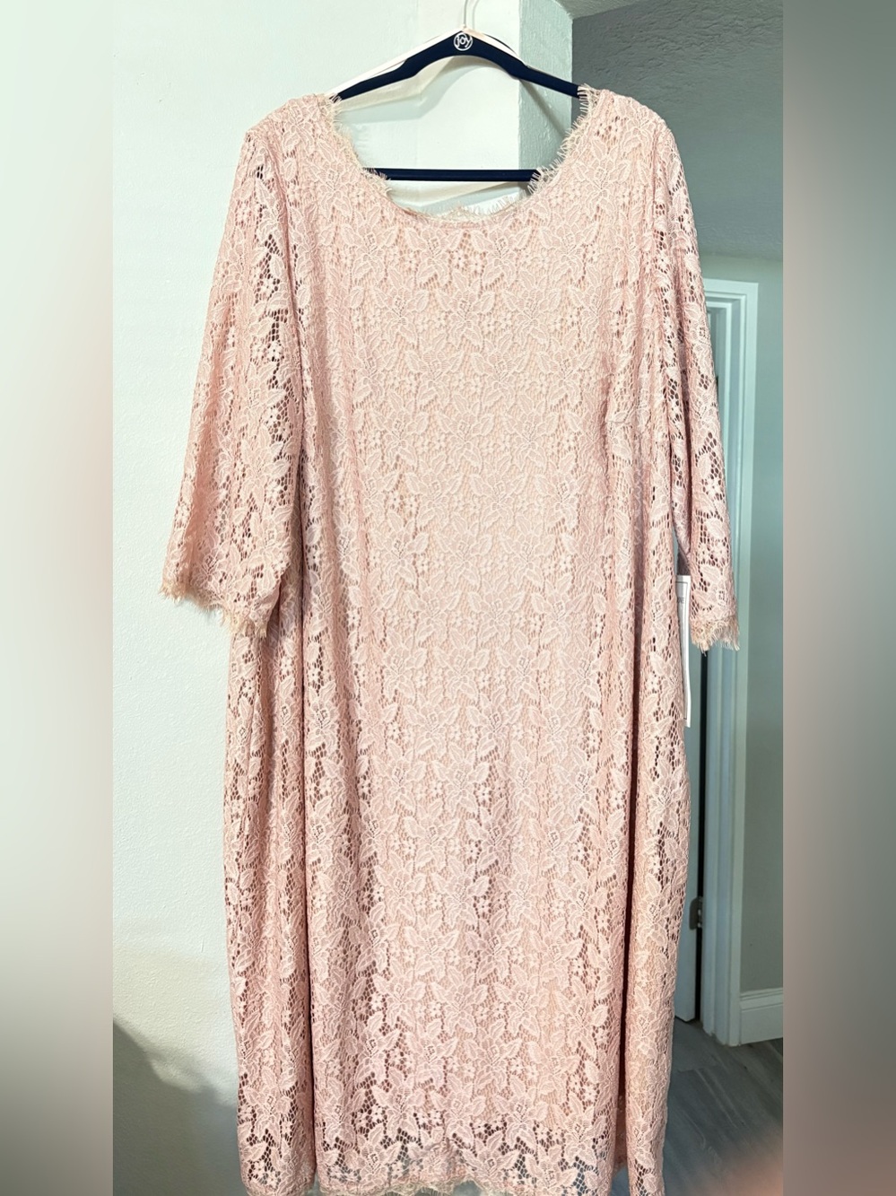 Roaman's Plus Size Blush Lace Midi Dress